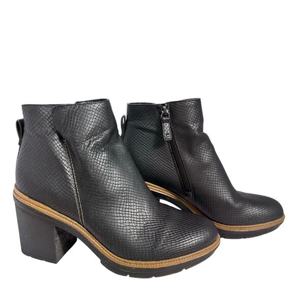 Dr. Scholl's FINDER KEEPER Black Faux-Snakeskin Ankle Boots 3" Heel Size 10 - Picture 8 of 9
